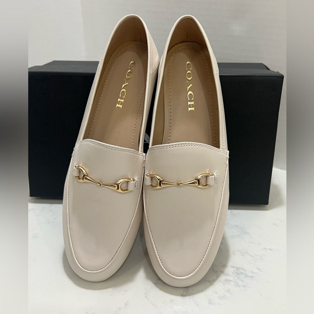 Coach Women's Cream Loafers with Gold Detail - Picture 10 of 14